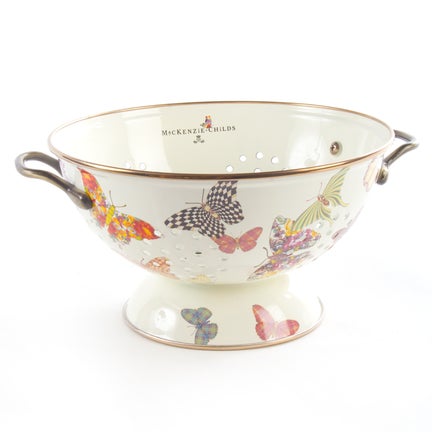 Butterfly Garden Large Colander - White