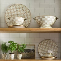 Mocha Check Large Colander