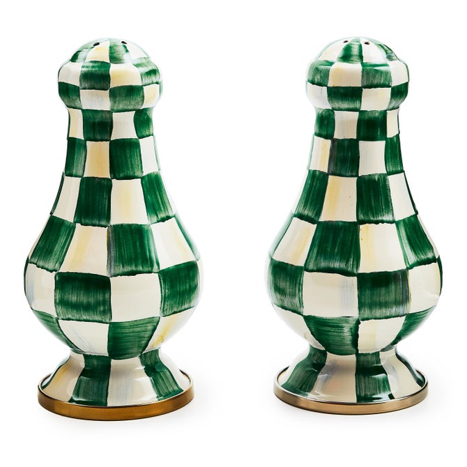 Emerald Check Large Salt & Pepper Shakers image number 0