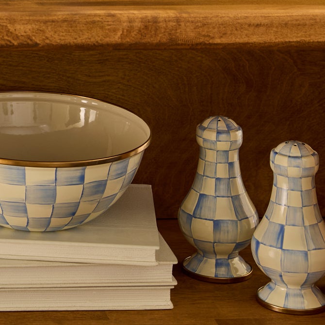 Sky Check Large Salt & Pepper Shakers image number 1