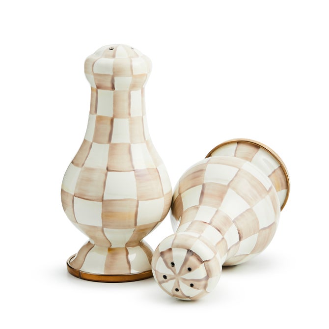 Mocha Check Large Salt & Pepper Shakers image number 2