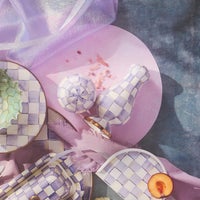 Violet Check Large Salt & Pepper Shakers