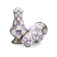 Violet Check Large Salt & Pepper Shakers