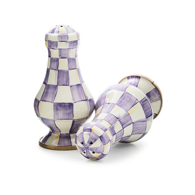 Violet Check Large Salt & Pepper Shakers image number 3