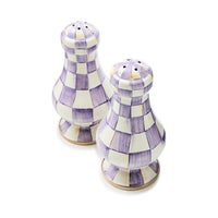 Violet Check Large Salt & Pepper Shakers