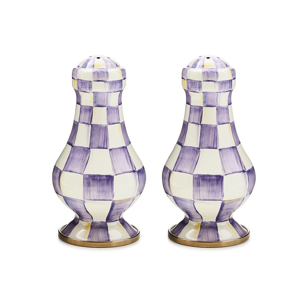 Violet Check Large Salt & Pepper Shakers mackenzie-childs Panama imagen 1
