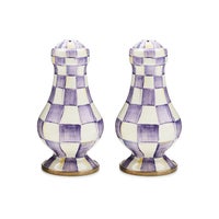 Violet Check Large Salt & Pepper Shakers