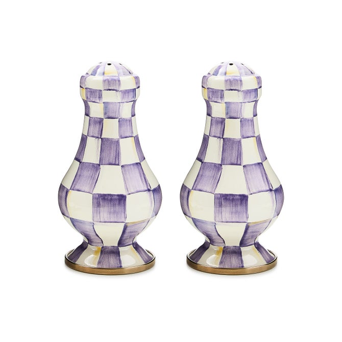 Violet Check Large Salt & Pepper Shakers image number 0