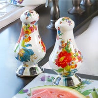 White Flower Market Large Salt & Pepper Shakers