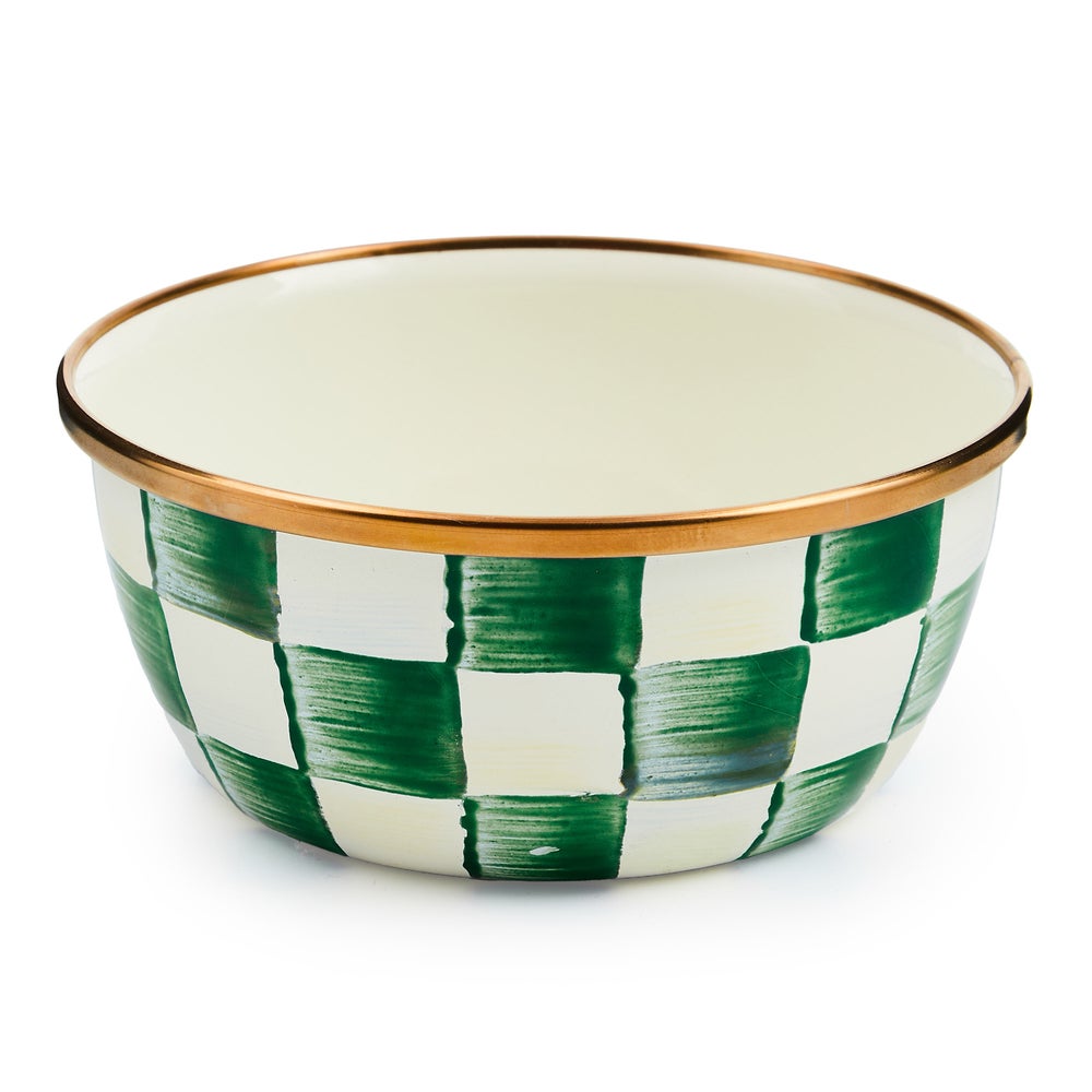 Enamelware Pinch Bowl - Emerald Check mackenzie-childs Panama imagen 1