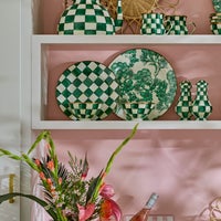 Emerald Check Ice Cream Dish