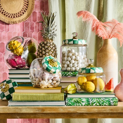 Emerald Check Small Kitchen Canister