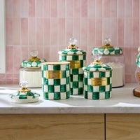 Emerald Check Kitchen Canisters