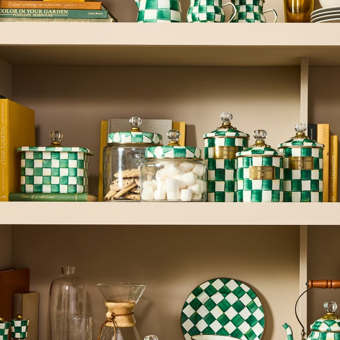Emerald Check Small Kitchen Canister image number 1