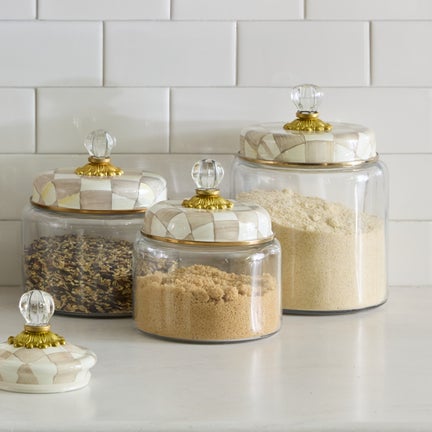 Mocha Check Small Kitchen Canister