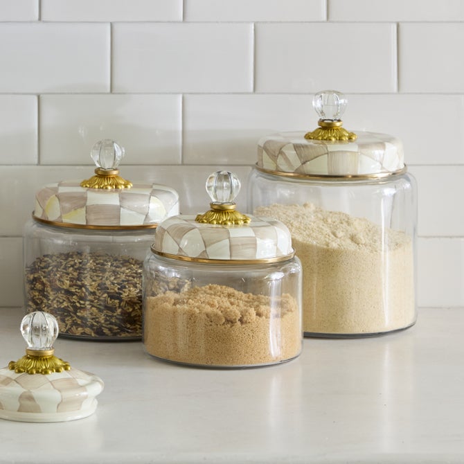 Mocha Check Kitchen Canisters image number 3