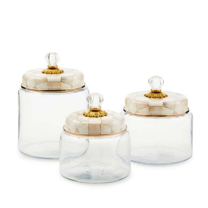 Mocha Check Small Kitchen Canister image number 1
