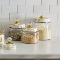 Mocha Check Kitchen Canisters