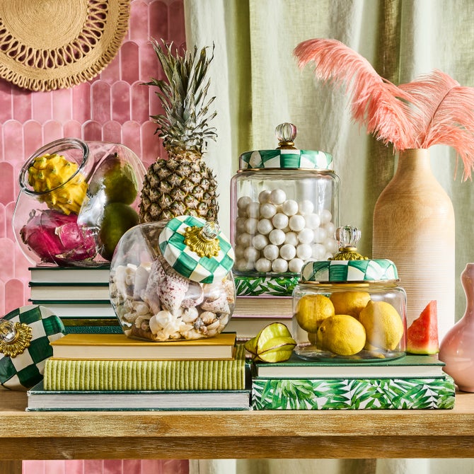 Emerald Check Kitchen Canisters image number 5