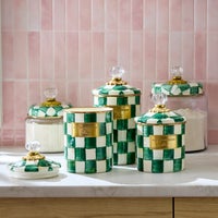 Emerald Check Kitchen Canisters