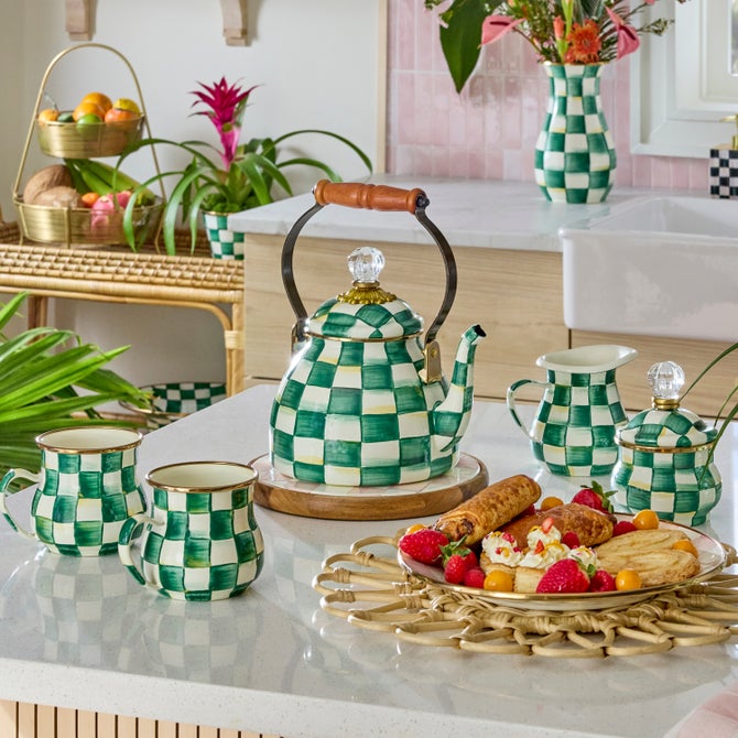 Emerald Check 2 Quart Tea Kettle image number 1
