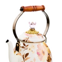 Wild Rose White 2 Quart Tea Kettle