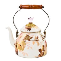 Wild Rose White 2 Quart Tea Kettle