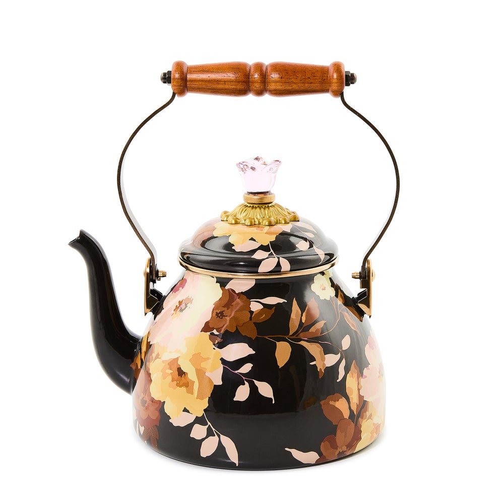 Wild Rose Brown 2 Quart Tea Kettle mackenzie-childs Panama imagen 1