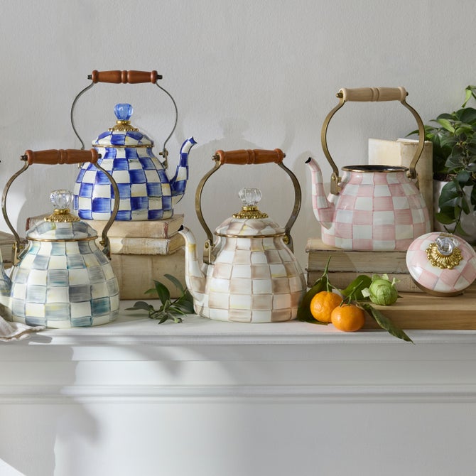 Mocha Check 2 Quart Tea Kettle image number 5