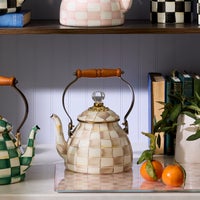 Mocha Check 2 Quart Tea Kettle