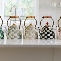 Mocha Check 2 Quart Tea Kettle