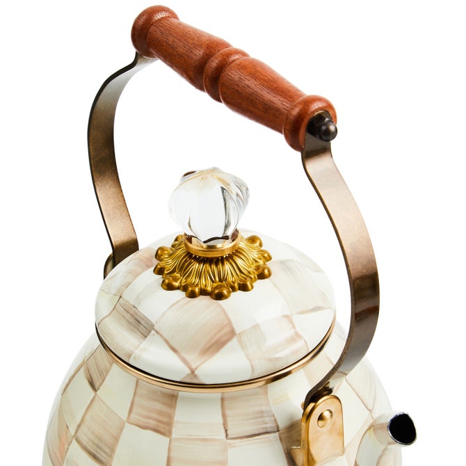 Mocha Check 2 Quart Tea Kettle image number 1