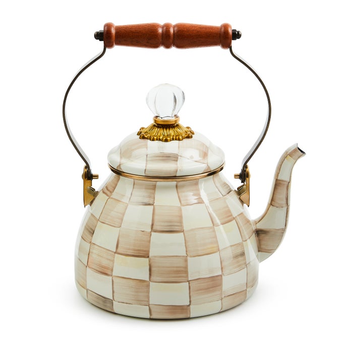 Mocha Check 2 Quart Tea Kettle image number 0