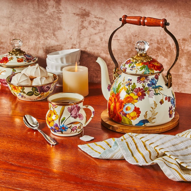 White Flower Market 2 Quart Tea Kettle image number 5