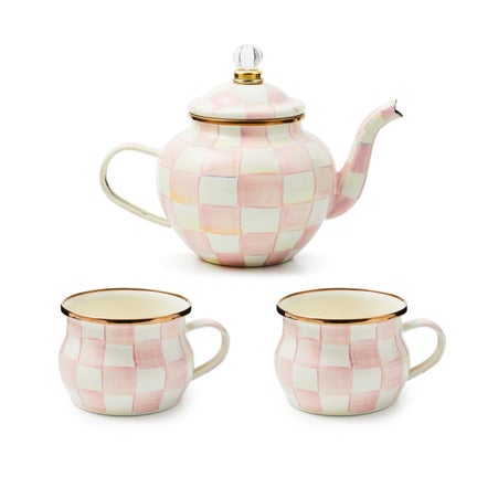 Rosy Check 4 Cup Teapot & Teacup Set