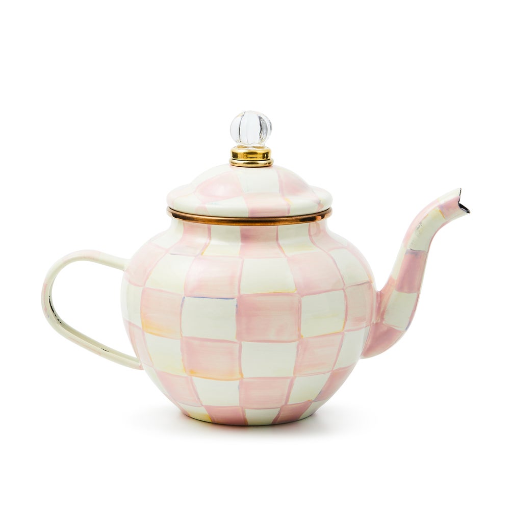 Enamel Check 4 Cup Teapot - Rosy Check mackenzie-childs Panama imagen 1