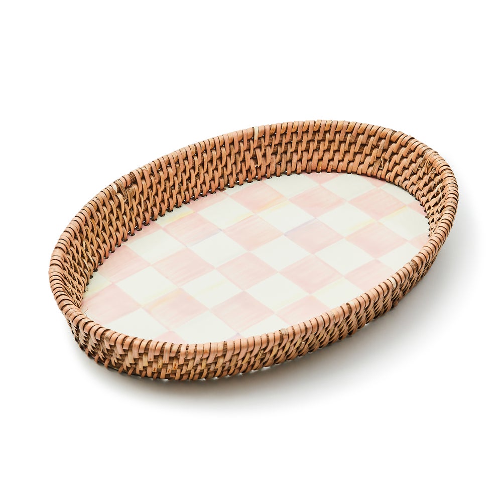 Check Enamel & Rattan Tray - Rosy Check, Small mackenzie-childs Panama imagen 1