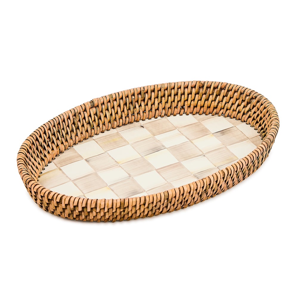 Check Enamel & Rattan Tray - Mocha Check, Small mackenzie-childs Panama imagen 1