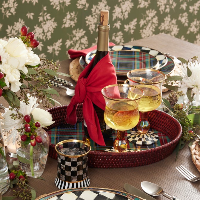 Tartan Enamel & Rattan Tray image number 2