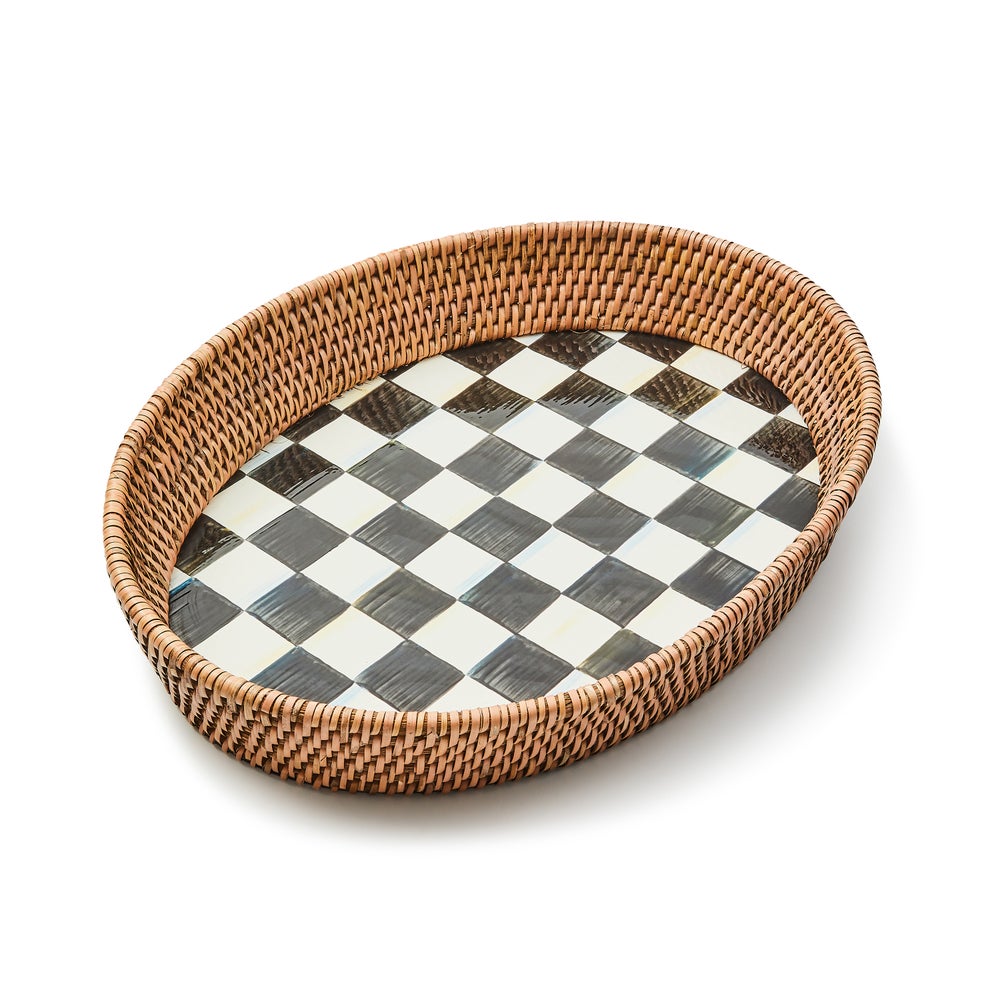 Check Enamel & Rattan Tray - Courtly Check, Large mackenzie-childs Panama imagen 1