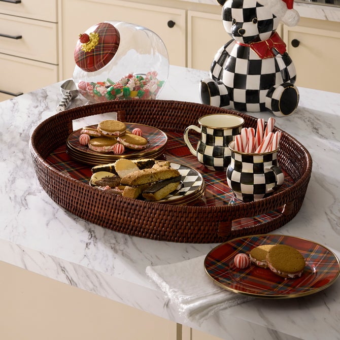 Tartan Enamel & Rattan Tray image number 3