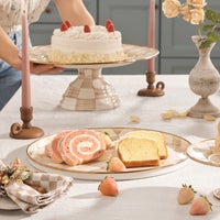 Mocha Check Round Tray