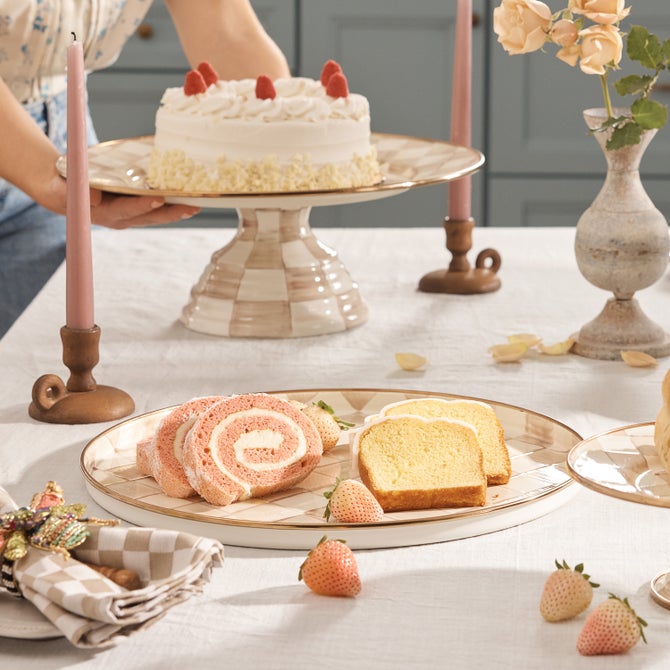 Mocha Check Round Tray image number 2