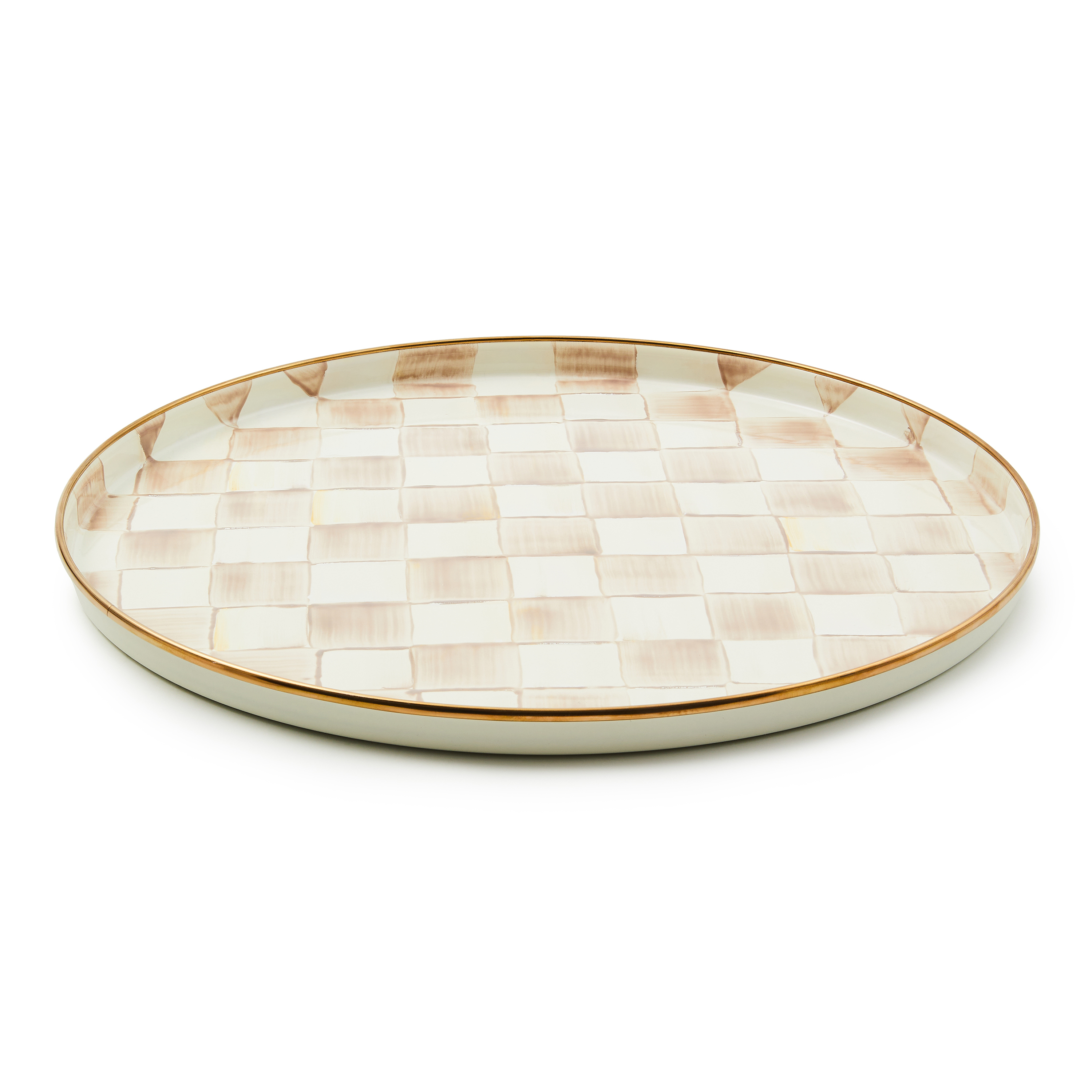 Mocha Check Round Tray