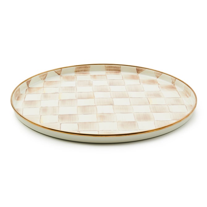Mocha Check Round Tray image number 0