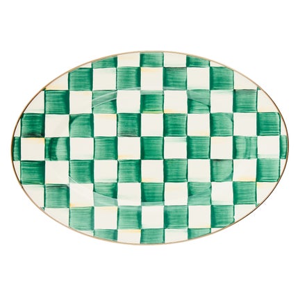 Emerald Check Small Oval Platter Emerald Check Small Oval Platter