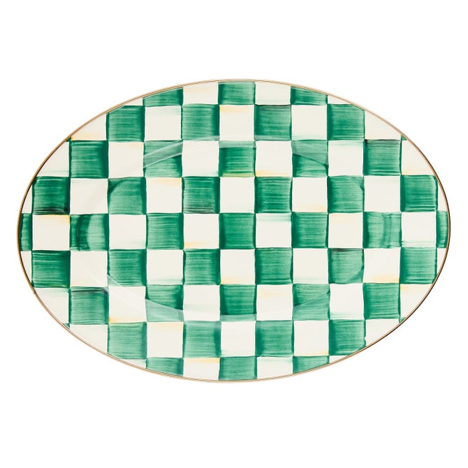 Emerald Check Small Oval Platter image number 0