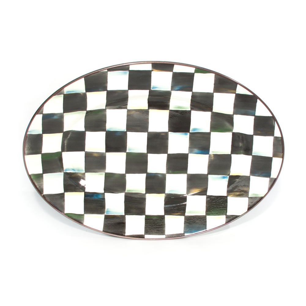 Check Enamel Oval Platter - Courtly Check, Small mackenzie-childs Panama imagen 1