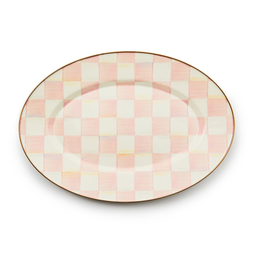 Check Enamel Oval Platter - Rosy Check, Small mackenzie-childs Panama imagen 1