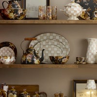Mocha Check Small Oval Platter